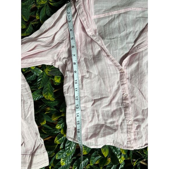 Y2K Vintage Preppy Pink White Striped Button Up Long Sleeve Fits Like Size Small - Picture 5 of 5